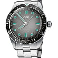 Oris Oris Divers Sixty‑Five 01 733 7707 4053-07 8 20 18  01 733 7707 4053-07 8 20 18 механические мужские часы серый циферблат, браслет нержавеющая сталь — вид спереди